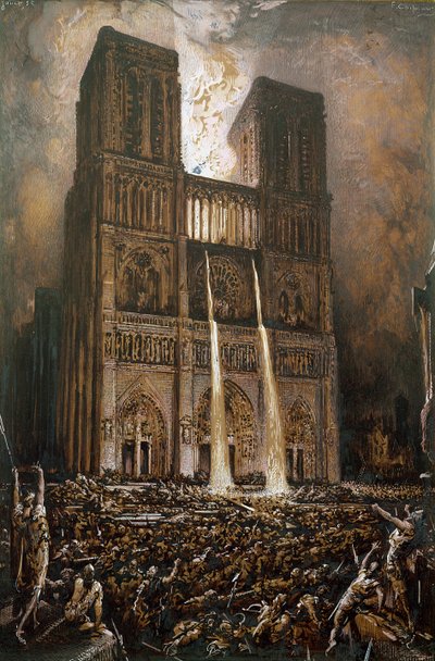 Il popolo che assedia Notre-Dame da Francois Nicolas Chifflart